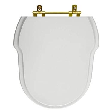 Imagem de Assento Sanitário Poliester Hampton Cinza Platina para vaso Incepa com Ferragem Dourada