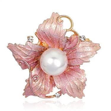 Imagem de jinyi2016SHOP Broche feminino fashion rosa flor de cerejeira broches para mulheres broches joias acessórios festa fantasia acessório (cor metal: A)