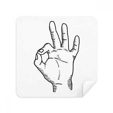 Imagem de Linha Desenho OK Gesto Padrão Óculos Pano Pano Pano Tecido Camurça Pacote com 2