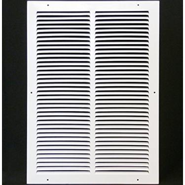 Imagem de Grelhas de ar de retorno de aço de 25,4 cm L x 40,6 cm A – parede lateral e teto – capa de duto HVAC – branca [Dimensões externas: 29,9 cm L x 45,7 cm A]