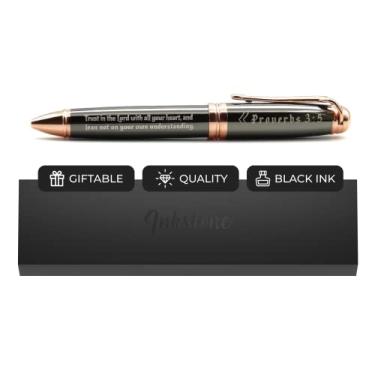 Imagem de Proverbs 3: 5 Caneta de presente gravada com caixa de presente de apresentação - Presentes inspiradores da Bíblia com Escrita Cristã Presentes de oração para homens e mulheres