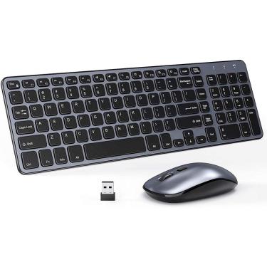 Imagem de Teclado e mouse sem fio - seenda 2.4G Ultra Slim Full Size Keyboard e Mouse Combo com receptor USB, teclado ergonômico silencioso e conjunto de mouse