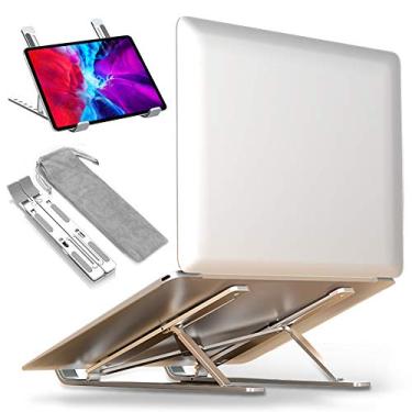 Imagem de Suporte ajustável para laptop, suporte de laptop Aloptis com sete ângulos de visualização, suporte de computador para laptop, suporte dobrável de alumínio para mesa, compatível com laptops e notebooks de 10 a 15,6 polegadas