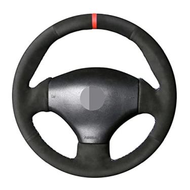 Imagem de JEZOE Capa de volante de carro personalizada costurada à mão em couro, para Peugeot 206 1998-2005 206 SW 2003-2005 206 CC 2004 2005