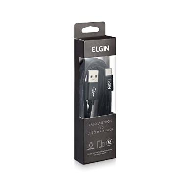 Imagem de Cabo USB 2.0 Tipo C Elgin Nylon 1,5 Metros Preto