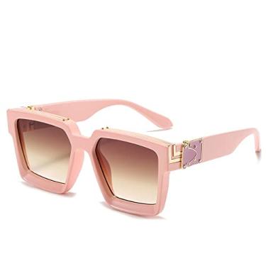 Imagem de Óculos de sol masculinos e femininos Steampunk Óculos de Sol Masculino Luxo Designer Retro Trend Óculos de Sol Feminino Quadrado Anti-reflexo Óculos de Condução Masculino, C10 Rosa Marrom, Outros