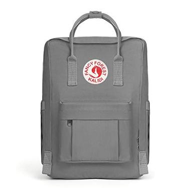 Imagem de Mochila casual para laptop KALIDI de 38 cm, clássica, para acampamento, viagem, ao ar livre, quadrada, mochila para academia, trilhas, academia, cinza, cinza