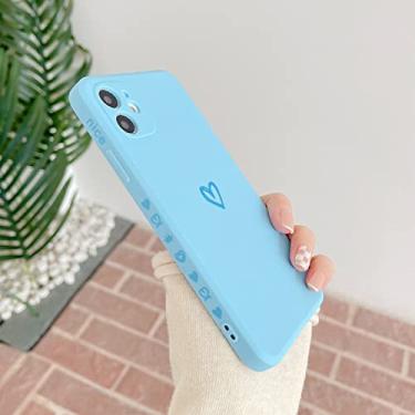 Imagem de Capa de telefone de cor doce amor para iphone 11 pro max 12 mini xs se 2020 x xr 7 8 plus quadrado borda reta capa macia de silicone, azul, para iphone 12pro