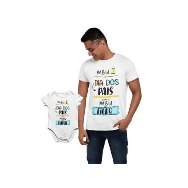 Imagem de Kit Camiseta Body Do Bebe Dia Dos Pais Papai Frase Branca - Del France