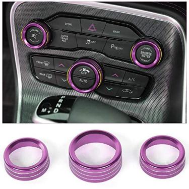 Imagem de Voodonala Botão de CD de interruptor de ar condicionado para Dodge Challenger Charger Chrysler 300 300s 2015-2024, para RAM 2013-2018 (liga de alumínio roxo)
