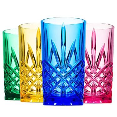 Imagem de Godinger Highball Glasses, Tall Beverage Highballs Drinking Glasses Cups, Shatterproof and Reusable Acrylic - Dublin Collection, Set of 4