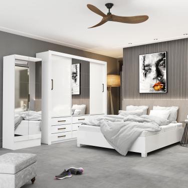 Imagem de Quarto Completo Casal Anjos Plus Sapateira 2 Portas Premium e Cama Carioca Móveis - Branco