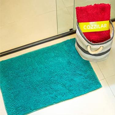 Imagem de Tapete De Banheiro Antiderrapante Bolinha Microfibra Macio 70x50 cm Cor:Verde