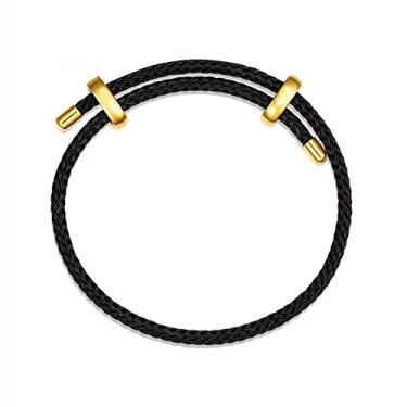 Imagem de Pulseira unissex de corda de aço para casais Simplicity Fashion Titânio Fivela ajustável, Corda de aço,