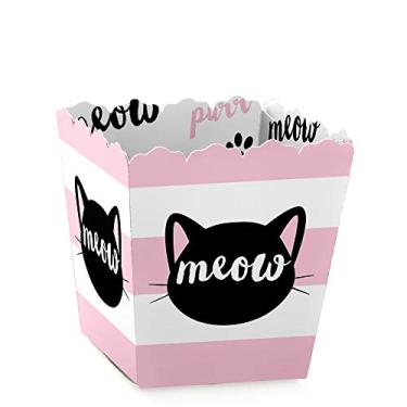 Imagem de Big Dot of Happiness Gato Gatinho Roxo - Caixas de lembrancinhas de festa - Gatinho Miau Chá de bebê ou caixas de doces para festas de aniversário - Conjunto de 12