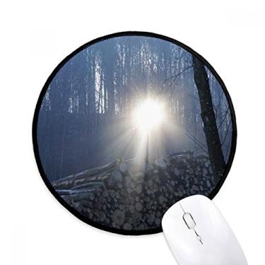 Imagem de DIYthinker Tapete de mouse para computador com cenário de floresta escura da ciência natureza tapete redondo para computador