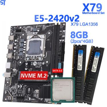 Imagem de Kit Placa Mãe X79 lga 1356 Com Processador Xeon e5 2420 0 e 8GB de Memoria Ram Ddr3 (2x4Gb)