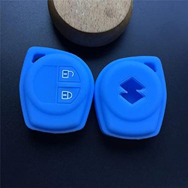 Imagem de YJADHU Capa de chave de carro de silicone de 2 botões, apto para Suzuki para Amagatarai Shangyue SX4 SWift Liana Alto Igins Esteem Baleno GR, azul claro