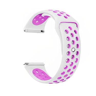 Imagem de Pulseiras esportivas NSmart Smartwatch 22mm ou 20mm compatível com Samsung Galaxy Watch 3 45mm - 41mm - Galaxy Watch 46mm - Gear S3 Frontier - Amazfit GTR 2 / GTR 3 / GTS / GTS 2 / GTS 3 / GTS mini - Stratos 2 / Stratos 3 - Pace - Hawei GT - Nandos_Store (20mm, Branco/Roxo)
