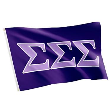 Imagem de Bandeira Sigma Letras Gregas Bandeira Sororidade Grande 3x5 Pés Sinais Decoração Tri-Sigma