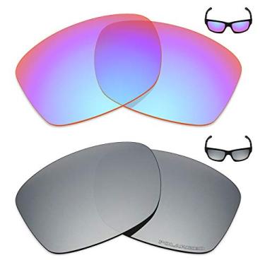 Imagem de Mryok+ 2 pares de lentes polarizadas de substituição para óculos de sol Oakley Jupiter Squared – Rosa cobalto/titânio prata