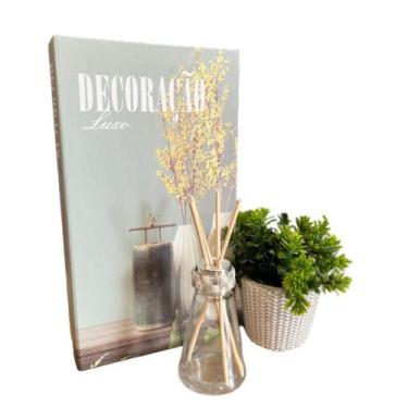 Imagem de Livro Decorativo + Vaso De Cimento Artesanal + Difusor