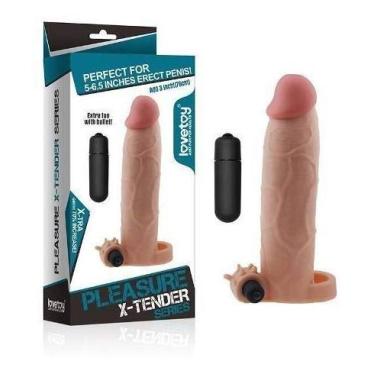Imagem de Capa Penis Peniana Cyberskin Extensora Pele 21 Cm - Vibro (Bege)