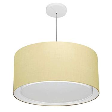 Imagem de Lustre Pendente Cilíndrico Duplo Cúpula Tecido 30/50x40 cm, Vivare Iluminação, Pendente4295 LA, Algodão Cru, Médio