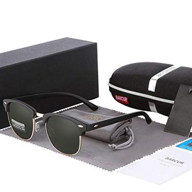 Imagem de Óculos de Sol Femininos Barcur Polarizados Anti Reflexo BC3016 (Matte black Green)