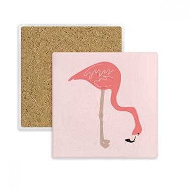 Imagem de Waiting Flamingo Padrão Quadrado Porta-copos Caneca Suporte Subplaca Pedra de Isolamento