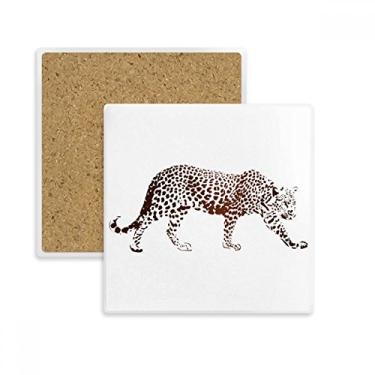 Imagem de Porta-copos quadrado de animal marrom Cheetah tapete para caneca subplaca suporte isolante pedra