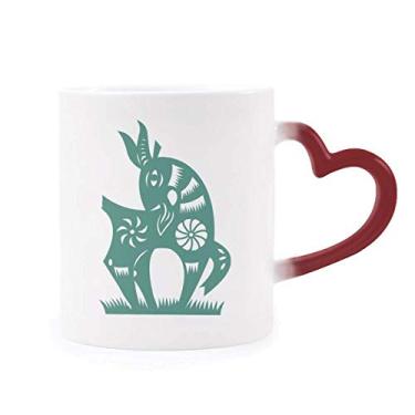 Imagem de Year Of Sheep Animal China Zodíaco Caneca sensível ao calor Caneca vermelha muda de cor grés copo