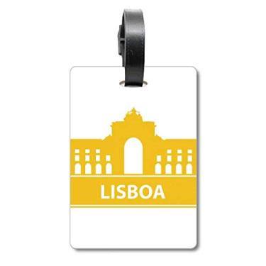 Imagem de Lisboa Portugal Bolsa de mala amarela com etiqueta para cartão de bagagem