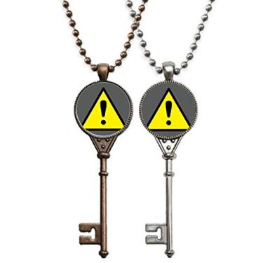 Imagem de OFFbb-USA Logotipo Warning Art Deco Presente Fashion Chaveiro Colar Pingente Joias Decoração de Casal