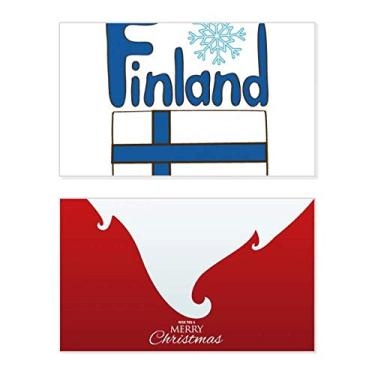 Imagem de Bandeira nacional da Finlândia com estampa azul, feriado, cartão de felicitações, mensagem de Natal