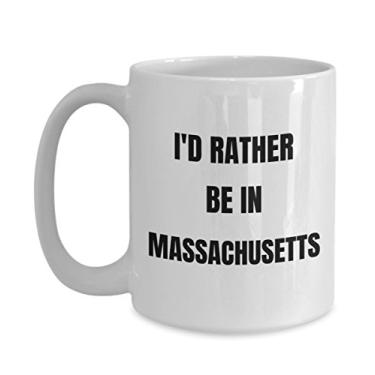 Imagem de Caneca Massachusetts - I'd Rather be in Massachusetts - Caneca de café - Ideia de presente de mordaça de Massachusetts - Cesta de presente para homens ou mulheres