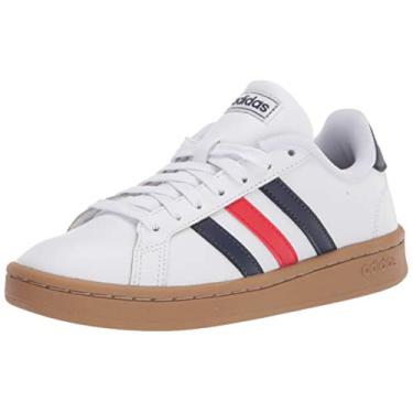 Imagem de adidas Tênis masculino Grand Court, Branco/azul vestígio, vermelho ativo, 3.5