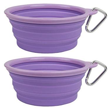 Imagem de Tigela de silicone dobrável Prima Pets para comida e água com clipe para cães e gatos, pequena (1,5 xícaras) e grande (5 xícaras)Prima Pets LARGE (5 CUPS) - 2 PACK roxo unknown