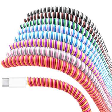 Imagem de Rancco Protetor de cabo/reparo de fio/protetor de cabo de mastigar para animais de estimação/protetor de fone de ouvido, 8 peças de cabo espiral para alívio de tensão, tubo de enrolamento, capa de cabo de carregamento, cabo USB [1,2 m/pc]