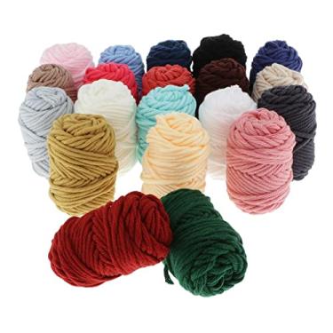Imagem de Bonarty 20 novelos de lã de crochê de algodão, cores arco-íris, fios de algodão para crochê, ferragens, ponto de cruz, bordado à mão