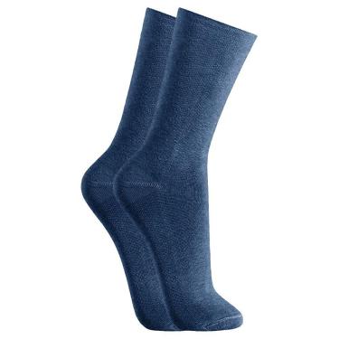 Imagem de Par de Meias Social Sem Punho Algodão Masculina Maciez Lupo