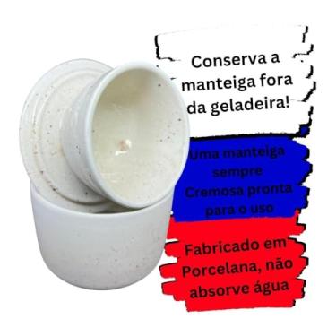 Imagem de Manteigueira Francesa Porcelana Creme Mesclada mantém Cremosa Gourmet