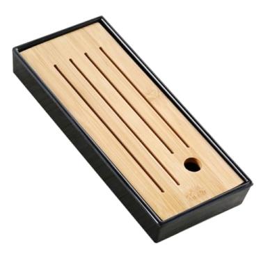 Imagem de HEMOTON Bandeja De Chá Bandeja De Sobremesa Bandeja Para Servir Chá Prato De Drenagem Do Jogo De Chá Bandeja Escorredor De Chá Mesa De Chá Gongfu Paletes Bambu Simples Esforço Viagem