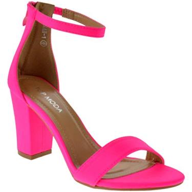 Imagem de Top Moda Women's HAnnah-1 Ankle Strap High Heel Sandal, Neon Pink (5, Neon Pink)