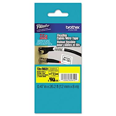 Imagem de Brother Fita de identificação flexível laminada preta sobre amarela de 1,27 cm - embalagem de varejo (TZeFX631) - embalagem de varejo