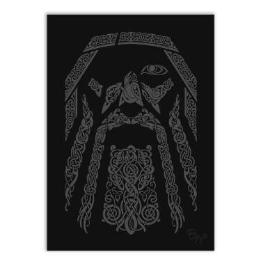 Imagem de Placa Decorativa A2 Odin Deus Mitologia Nordica Moldura - Bhardo