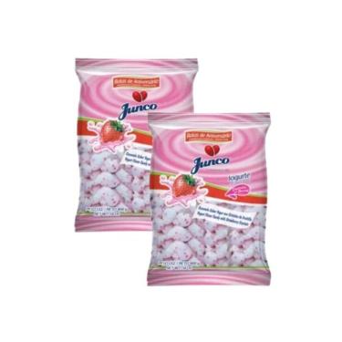 Imagem de Bala de Coco Junco Iogurte Morango 400g - 2 Pacotes