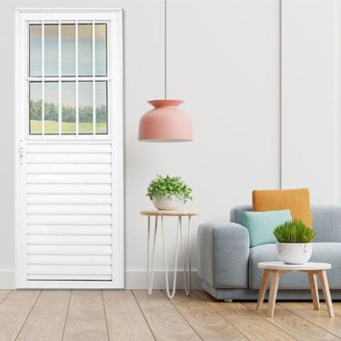 Imagem de Porta de Alumínio Postigo 210x80cm Abertura Lado Equerdo 25 Plus Lux Esquadrias Branco