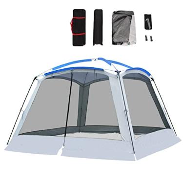 Imagem de FUUBAMB00 Barracas grandes para 4 estações, abrigos de sol para 6 a 8 pessoas, barraca de acampamento ao ar livre, desobstruída, à prova de vento, toldo pop-up automático, equipamento de pesca de