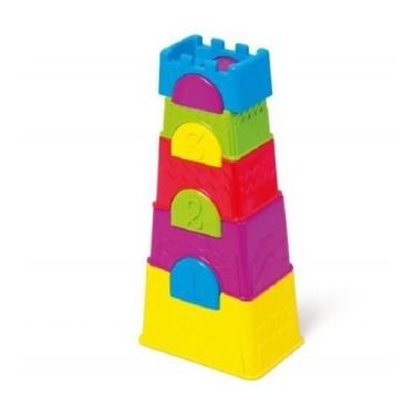 Imagem de Torre Maluca Brinquedo Educativo 10 Peças Empilhar Tateti - Calesita